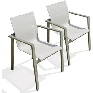 DCB Garden - 2 fauteuils de jardin miami-ft-kaki empilables kaki - 58x58x84 cm Kaki - Publicité