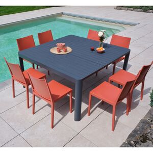 Ozalide - Ensemble repas nimes + 8 chaises lagos terracotta Terracotta - Publicité