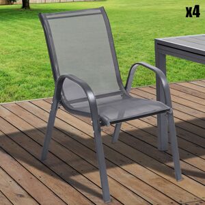 Pratik Garden - 4 Chaises de jardin grises - 84x68x51.5 cm Gris - Publicité