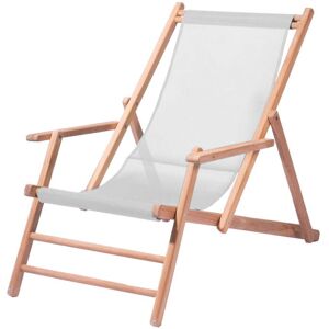 Jan Kurtz - Maxx Deckchair bois de teck, revêtement en tissu synthétique blanc - Publicité