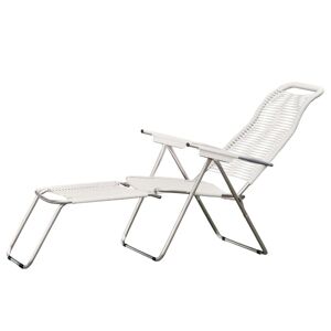 Jan Kurtz (Fiam) Fiam - Chaise longue Spaghetti , structure aluminium / toile blanche