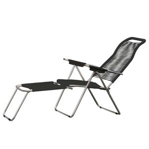 Jan Kurtz (Fiam) Fiam - Chaise longue Spaghetti , structure aluminium / toile noire
