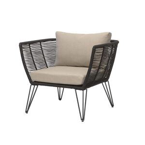 Bloomingville - Mundo Lounge Chair avec coussin, noir / beige - Publicité