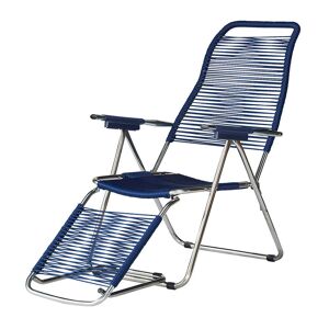 Jan Kurtz (Fiam) Fiam - Chaise longue Spaghetti , structure aluminium / toile bleue
