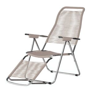 Jan Kurtz (Fiam) Fiam - Chaise longue Spaghetti , structure aluminium / toile taupe