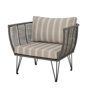 Bloomingville - Mundo Lounge Chair avec coussin, vert / blanc beige rayé - Publicité