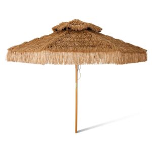 HKliving - Raffia Parasol de terrasse, Ø 300 cm, brun