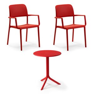NARDI - Chaise a accoudoirs Bora (2x) + table Step, rouge