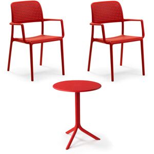 NARDI - Chaise à accoudoirs Bora (2x) + table Step, rouge