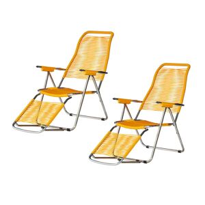 Jan Kurtz (Fiam) Fiam - Chaise longue Spaghetti , structure aluminium / toile jaune (lot de 2) - Publicité