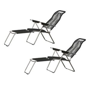 Jan Kurtz (Fiam) Fiam - Chaise longue Spaghetti , structure aluminium / toile noire (lot de 2)