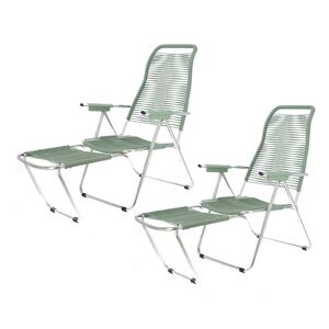 Jan Kurtz (Fiam) Fiam - Chaise longue Spaghetti , structure aluminium / revêtement sauge (lot de 2)