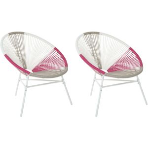 Set 2 Chaises Type Spaghetti en Rotin Blanc et Rose Design Tendance pour Salon Chambre Terrasse ou Jardin au Style Moderne et Industriel Beliani - Publicité