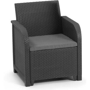 Fauteuil de jardin avec coussin - en résine Allibert by keter - SanRemo - Gris graphite - Publicité