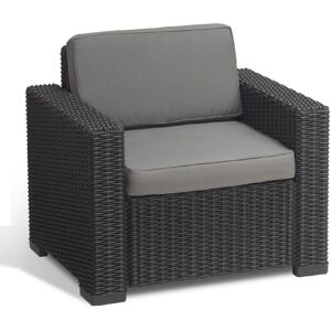 Kit 2 fauteuils California en re'sine graphite effet polyrotin 83x68x72 cm avec coussins pour jardin exte'rieur - Allibert - Publicité