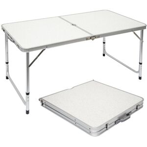 Table de camping pique-nique pliable réglable en hauteur 120x60x70cm en aluminium pliant format mallette Gris Clair - grau - Amanka - Publicité
