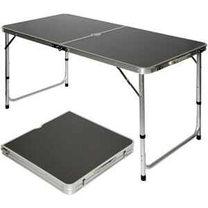 Table de camping pique-nique pliable réglable en hauteur 120x60x70cm en aluminium pliant format mallette Gris Foncé - grau - Amanka - Publicité