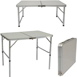 Table de Camping Portable 3kg Pliante en mallette pour pique-nique plage jardin 90x60cm réglable en hauteur en aluminium Gris Clair - grau - Amanka - Publicité