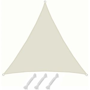 Voile d'ombrage 4x4x4m en polyester hydrofuge protection du soleil UPF50+ toile triangulaire xxl ombre jardin Beige - beige - Amanka - Publicité