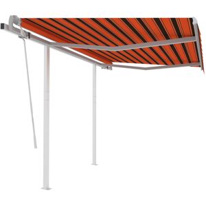 VIDAXL Auvent manuel rétractable avec poteaux 3,5x2,5 m Orange marron - Publicité