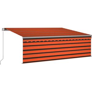 Auvent manuel rétractable avec store led 4x3 m Orange et marron Vidaxl Multicolour - Publicité