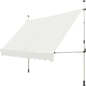 Helloshop26 - Auvent manuel rétractable 300cm hauteur réglable de 200-300cm store banne fait en aluminium et tissu oxford anti uv beige - Publicité