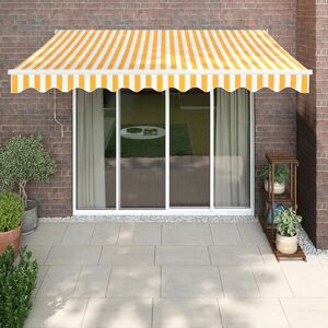 Vidaxl - Auvent rétractable jaune et blanc 3x2,5 m tissu et aluminium - Publicité