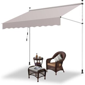 Auvent Rétractable, Store Balcon en Métal et Polyester, Hauteur Réglable, avec Manivelle 3.5M, Beige - Blanc cassé - Vingo - Publicité