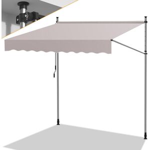 EINFEBEN Auvent Store à pince Store Banne Rétractable Etanche avec Manivelle&Tige de Support Auvent Store à pince retractable manuel 250cm - Beige - Publicité