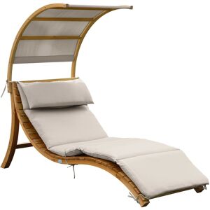 Salina Chaise Longue de Jardin en bois Bain de soleil avec toit & coussin Avec toit solaire résistant aux intempéries Beige - Marron - AXI - Publicité