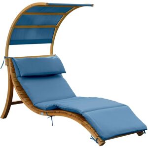 Chaise longue de jardin Salina en bois Lit de jardin avec toit & coussin pour le jardin Bain de soleil individuelle avec toit solaire résistant aux intempéries en bleu - Bleu - AXI - Publicité