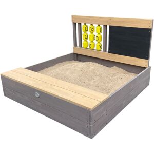 AXI Kitty Bac à sable en bois avec banc, espace de rangement, jeux du morpion Bac à sable en anthracite et marron avec tapis de sol 100 x 100 cm - Gris, - Publicité