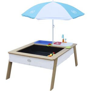 AXI Linda Table Sable et Eau avec cuisine de jeux en Bois Table d'eau en marron et blanc avec Parasol Table de Jeu Enfant à Eau pour le jardin - Blanc - Publicité