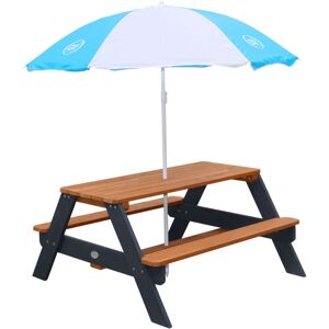 Nick Table Pique Nique avec Parasol Anthracite & Marron Table de Jeu Enfant pour Le Jardin - Gris - AXI