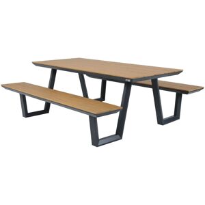 AXI - Nori Table de Pique-Nique en teck & Anthracite pour 6 personnes Table de pique-nique / Picnic Table / Banc de pique-nique pour adultes en aluminium & polywood 200 x 190 cm - Publicité