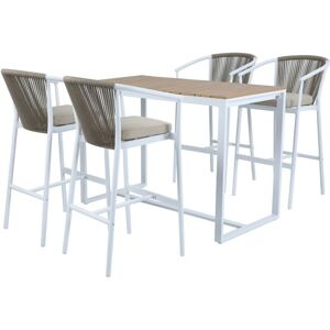 AXI - Ravi Mange Debout Table Haute avec 4 tabourets Aluminium & polywood, Aspect Bois teck Table Haute et Bar avec Tabouret de Bar - 5-pièces Bar pour l'extérieur/Jardin - Multicolor - Publicité