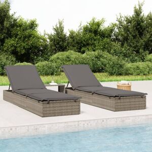 Design In - Bain de soleil avec table - Chaise de jardin Transat de jardin - gris résine tressée BV557196 - Publicité