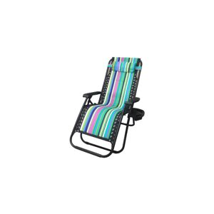 Chaise de camping pliable zéro gravité, pour le jardin et de plage, bleu rayé