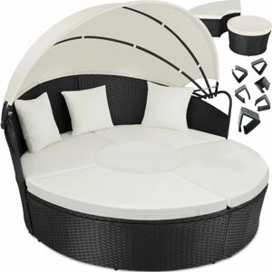 Tectake - Bain de soleil rond modulable zanzibar - chaise longue, transat bain de soleil, transat jardin - noir - Publicité