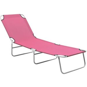 Vidaxl - Chaise longue pliable Acier et tissu Rose - Publicité