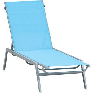 Outsunny - Bain de soleil transat - chaise longue - design contemporain - dossier inclinable multi-positions - métal époxy textilène bleu ciel - dim. 170 x 58 x 97 cm - Bleu - Publicité