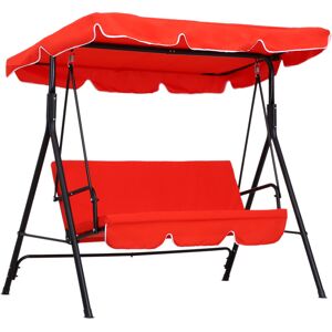 Outsunny Balancelle de jardin 3 places toit inclinaison réglable coussins assise et dossier 1,72L x 1,1l x 1,52H m acier noir polyester rouge - Rouge - Publicité