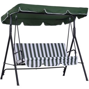 Outsunny Balancelle de jardin 3 places toit inclinaison réglable coussins assise et dossier 1,72L x 1,1l x 1,52H m acier noir polyester vert - Vert - Publicité