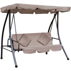 Outsunny Balancelle de jardin convertible 3 places grand confort inclinaison toit réglable matelas fourni 2L x 1,25l x 1,7H m métal polyester noir et beige - Publicité