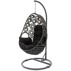 Dcb Garden - samoa - Balancelle de jardin en résine gris anthracite avec coussin noir - Publicité