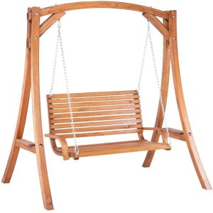 Balancelle de Jardin en Bois Foncé Assise Confortable et Élégante pour Terrasse au Style Campagne Beliani - Publicité