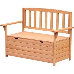 Outsunny - Banc coffre de jardin 2 places dim. 112L x 58l x 84H cm - dossier à lattes - charge max. 280 Kg - bois sapin pré-huilé - Orange - Publicité