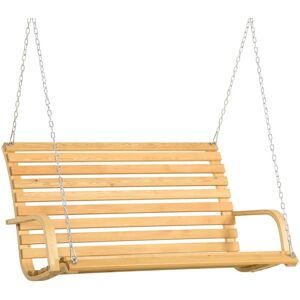 Outsunny - Banc suspendu 2 places balancelle de jardin en bois - chaînes incluses - Beige - Publicité