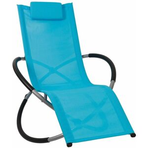 Bc-elec - HMBL-04-BLUE Chaise longue bleu, relax de jardin, chaise de jardin, rocking chair, résistant aux intempéries, max 180kg - Bleu - Publicité