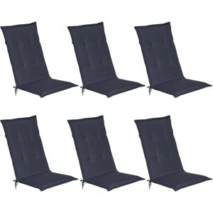 Beautissu - Set de 6 Matelas Coussin pour Chaise Fauteuil de Jardin terrasse Loft hl 120x50x6 cm Bleu foncé - Publicité